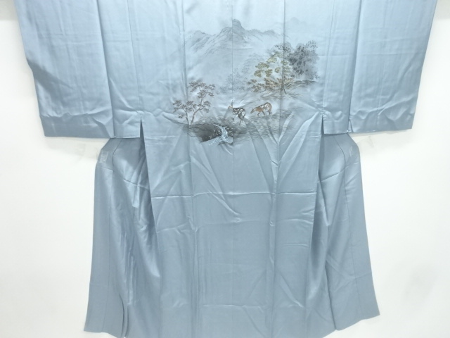 JAPANESE KIMONO / ANTIQUE MENS JUBAN / SILK / SCENERY OF DEER